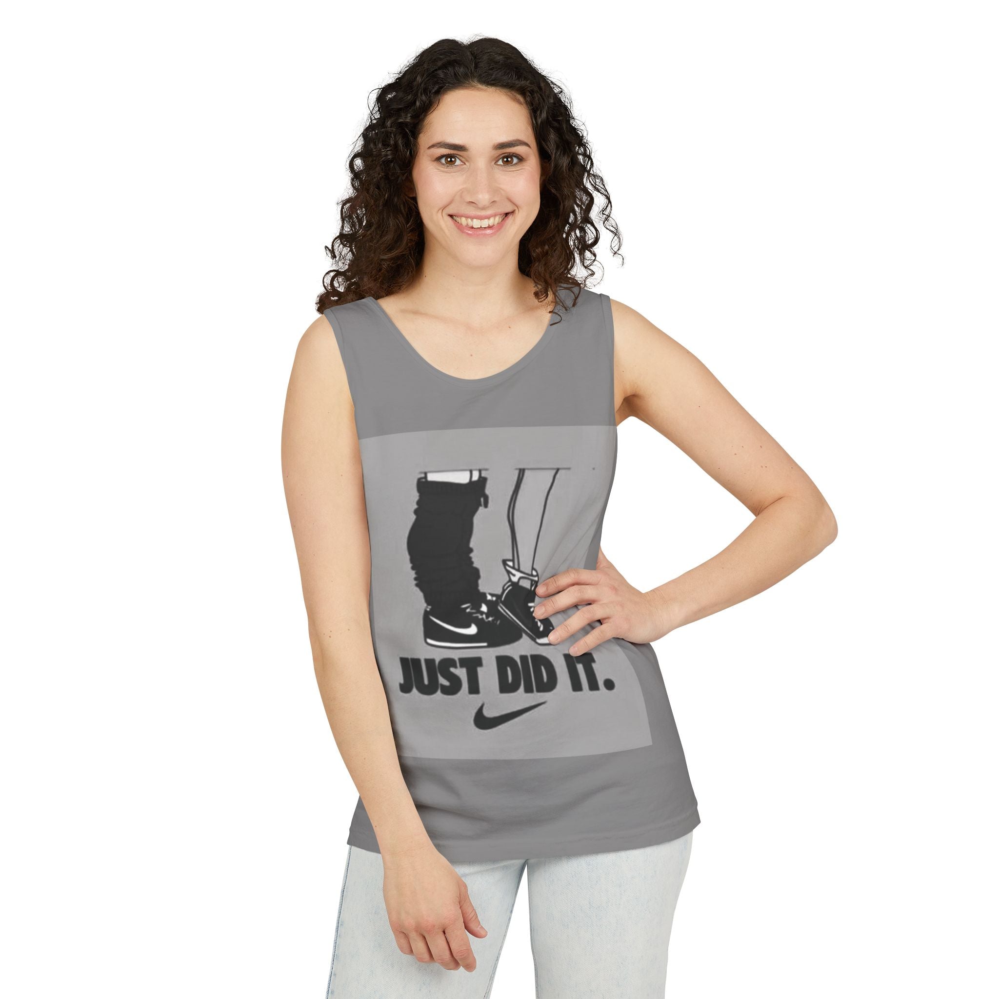 Graphic Tank Top — Vintage-Inspired 'Just Did It.' & 'Bitch.' Photo Print