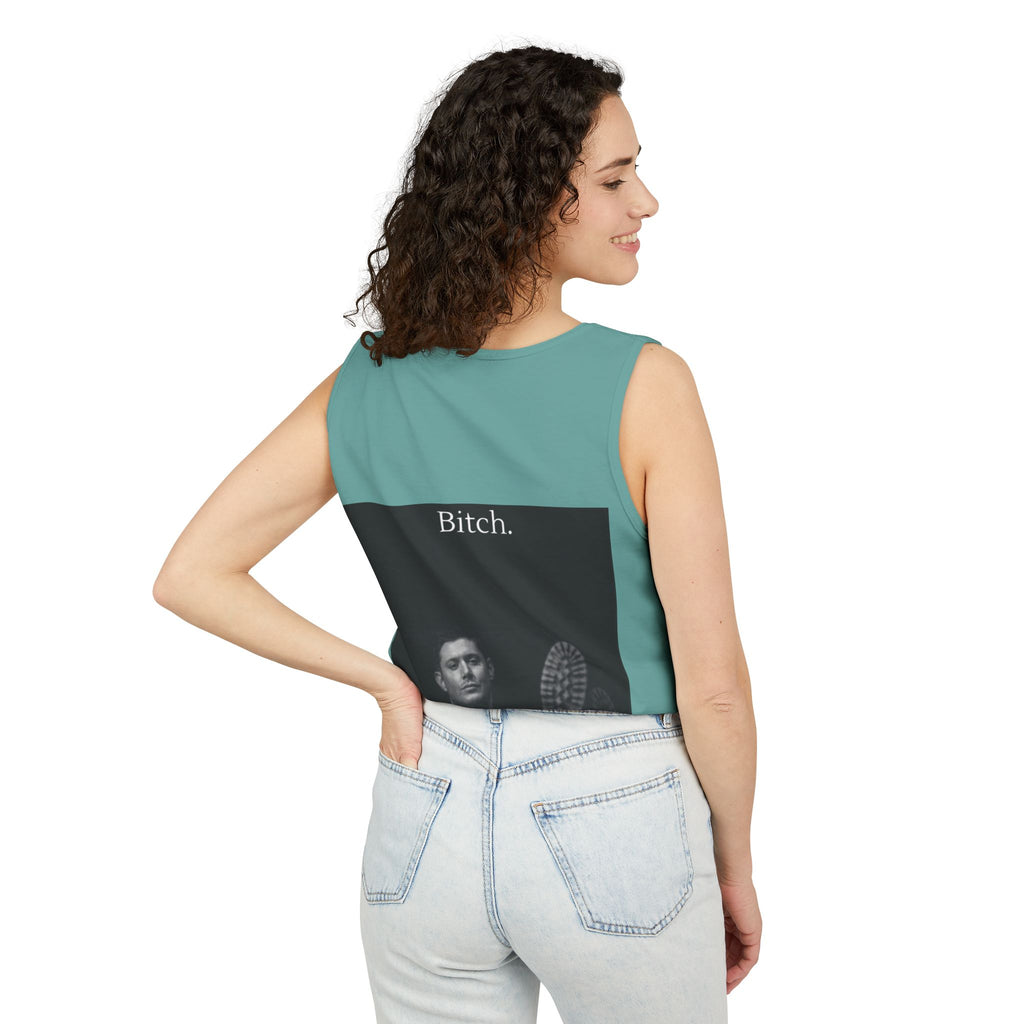 Graphic Tank Top — Vintage-Inspired 'Just Did It.' & 'Bitch.' Photo Print