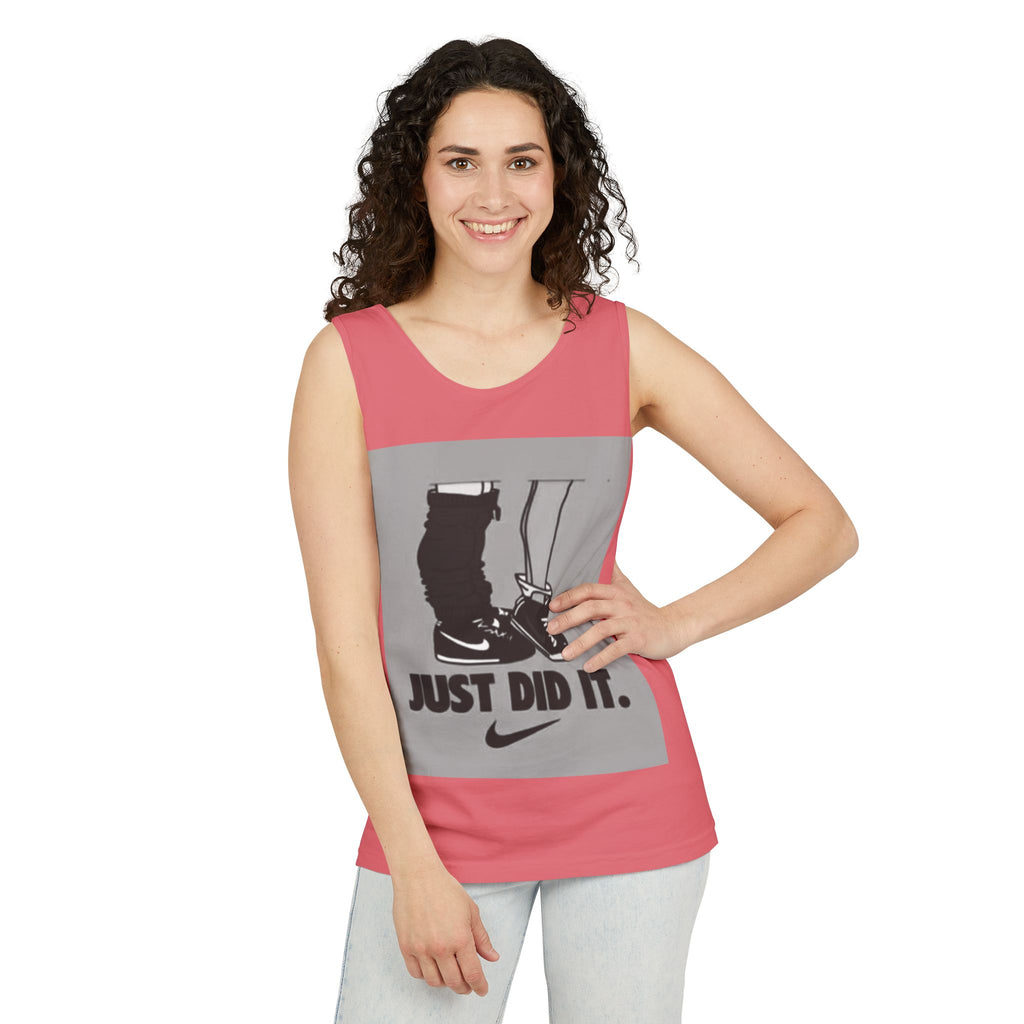 Graphic Tank Top — Vintage-Inspired 'Just Did It.' & 'Bitch.' Photo Print
