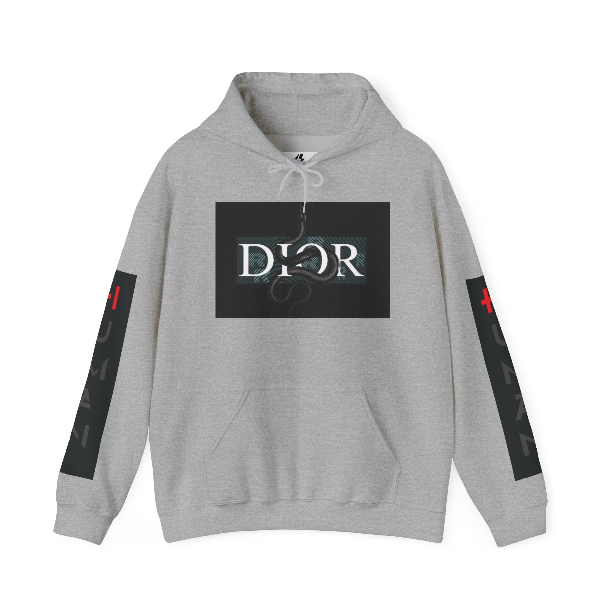 Dior Snake Graphic Hoodie — White Streetwear Logo Pullover