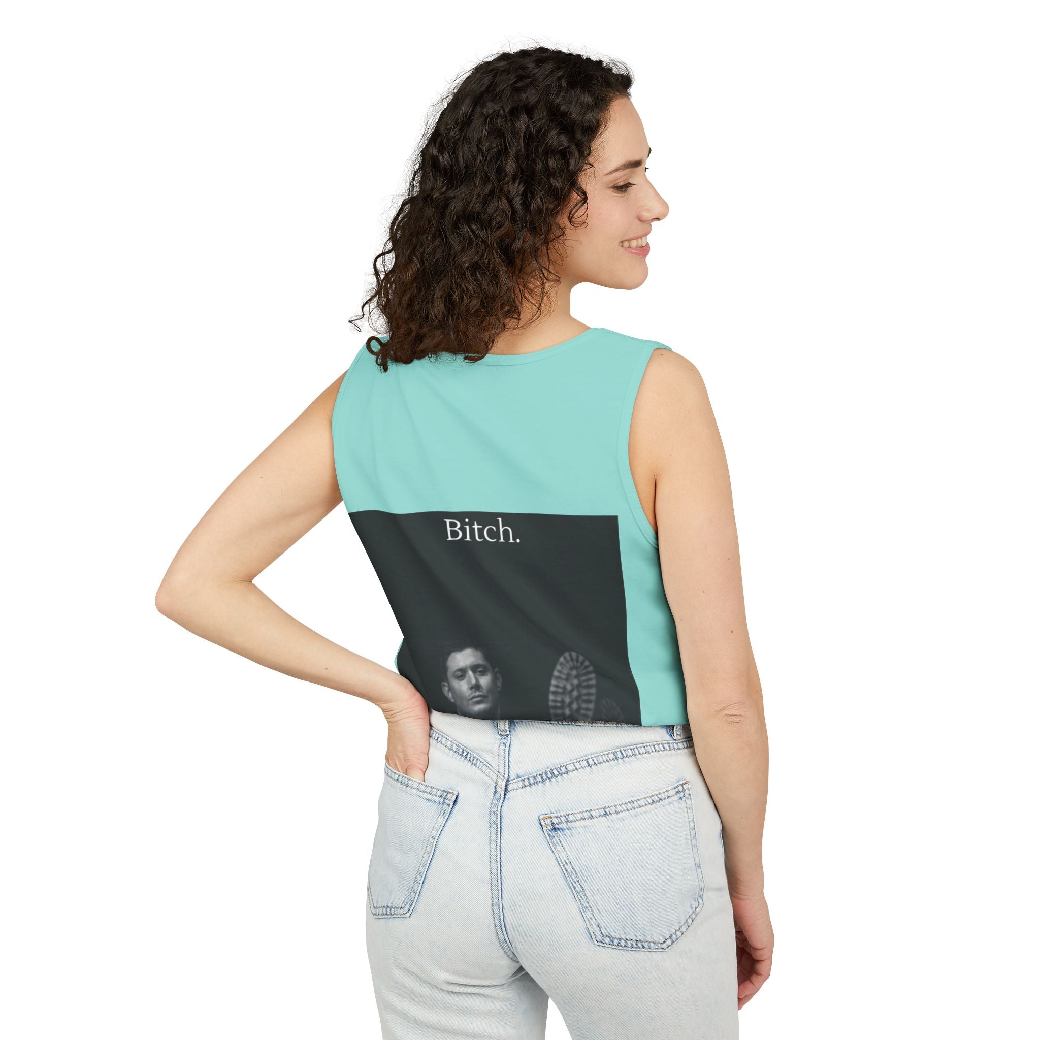 Graphic Tank Top — Vintage-Inspired 'Just Did It.' & 'Bitch.' Photo Print