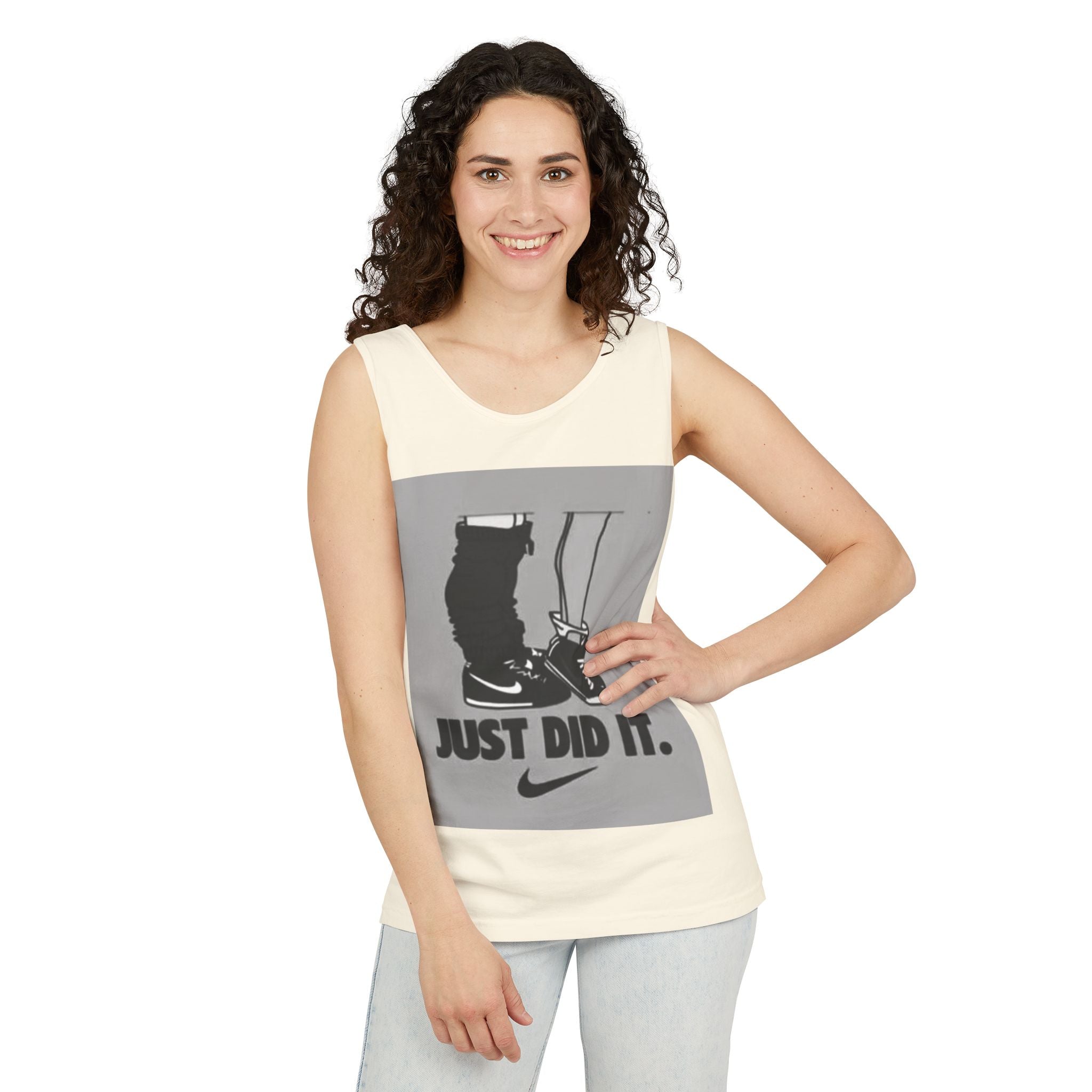Graphic Tank Top — Vintage-Inspired 'Just Did It.' & 'Bitch.' Photo Print