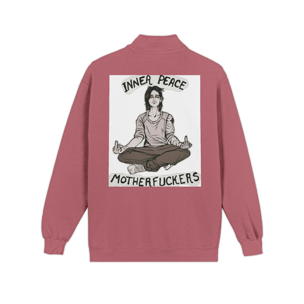 Quarter-Zip Sweatshirt — "Inner Peace, Motherfuckers" Meditation Graphic