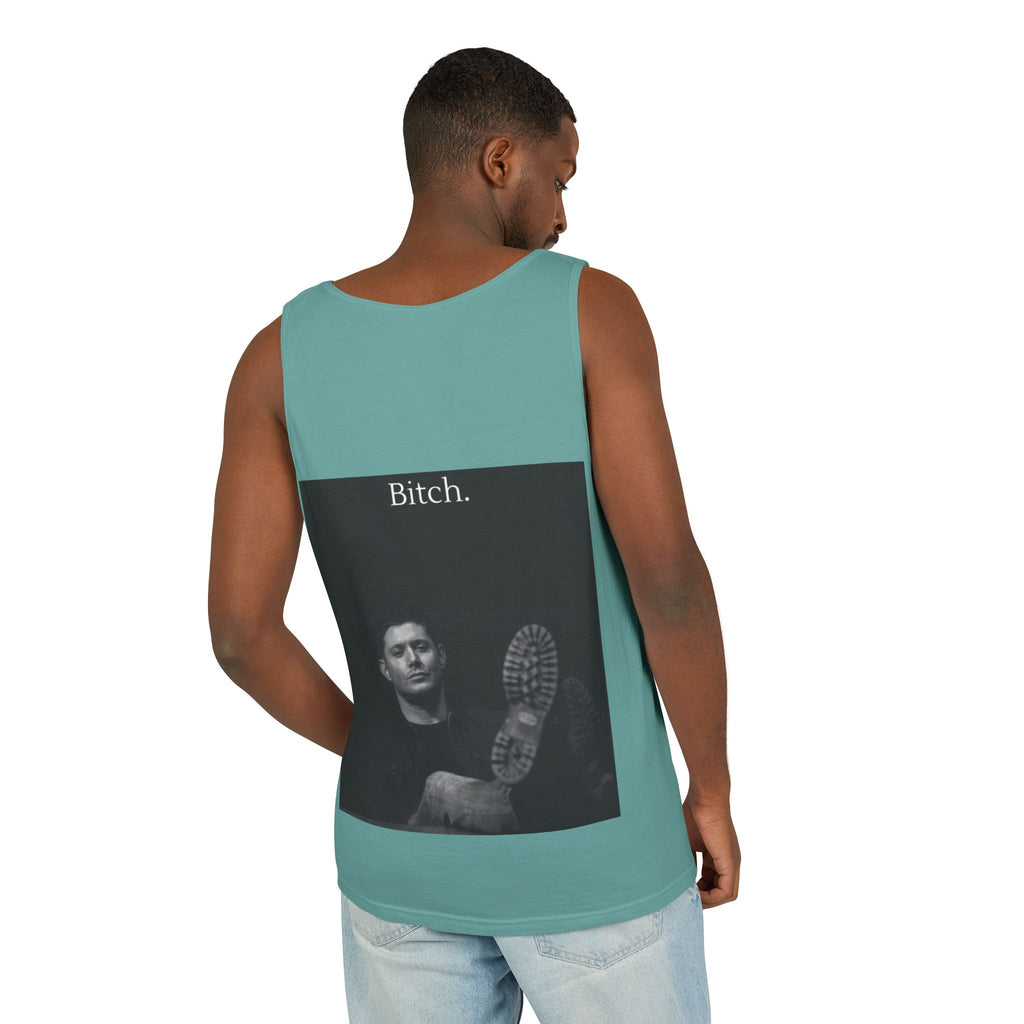 Graphic Tank Top — Vintage-Inspired 'Just Did It.' & 'Bitch.' Photo Print