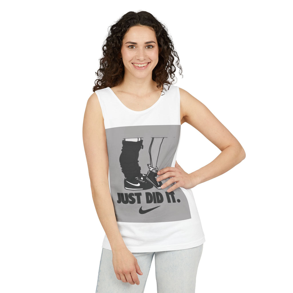 Graphic Tank Top — Vintage-Inspired 'Just Did It.' & 'Bitch.' Photo Print