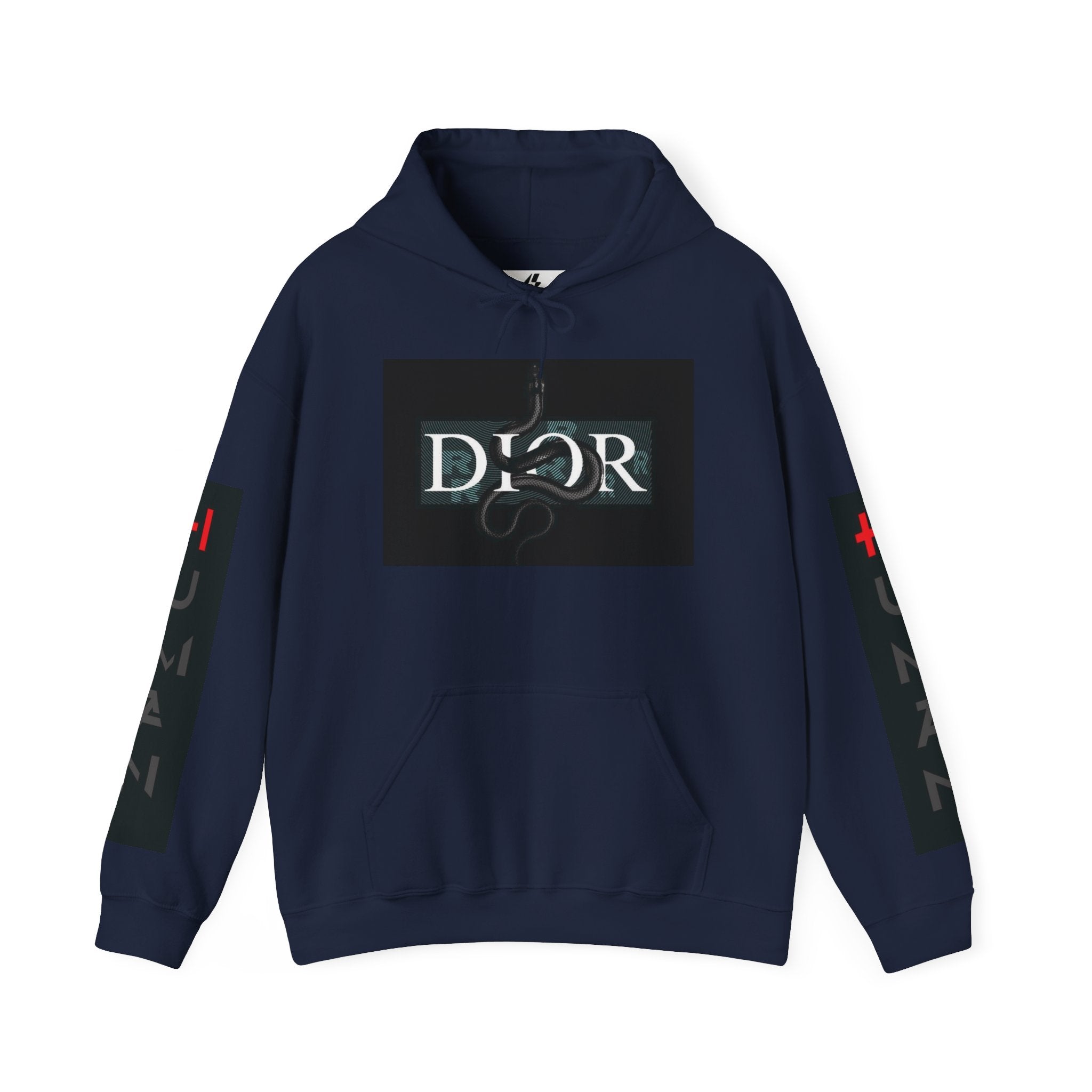 Dior Snake Graphic Hoodie — White Streetwear Logo Pullover