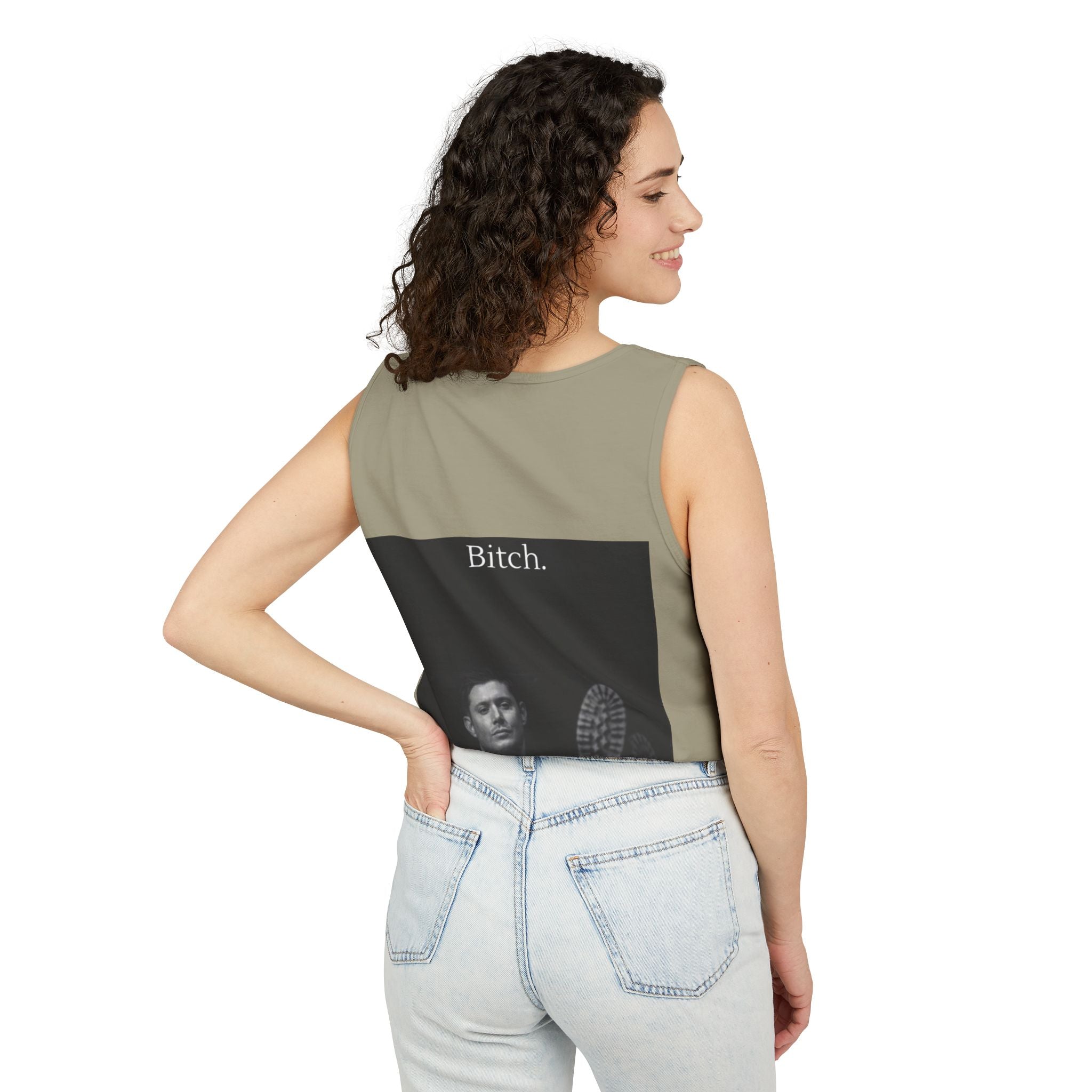 Graphic Tank Top — Vintage-Inspired 'Just Did It.' & 'Bitch.' Photo Print