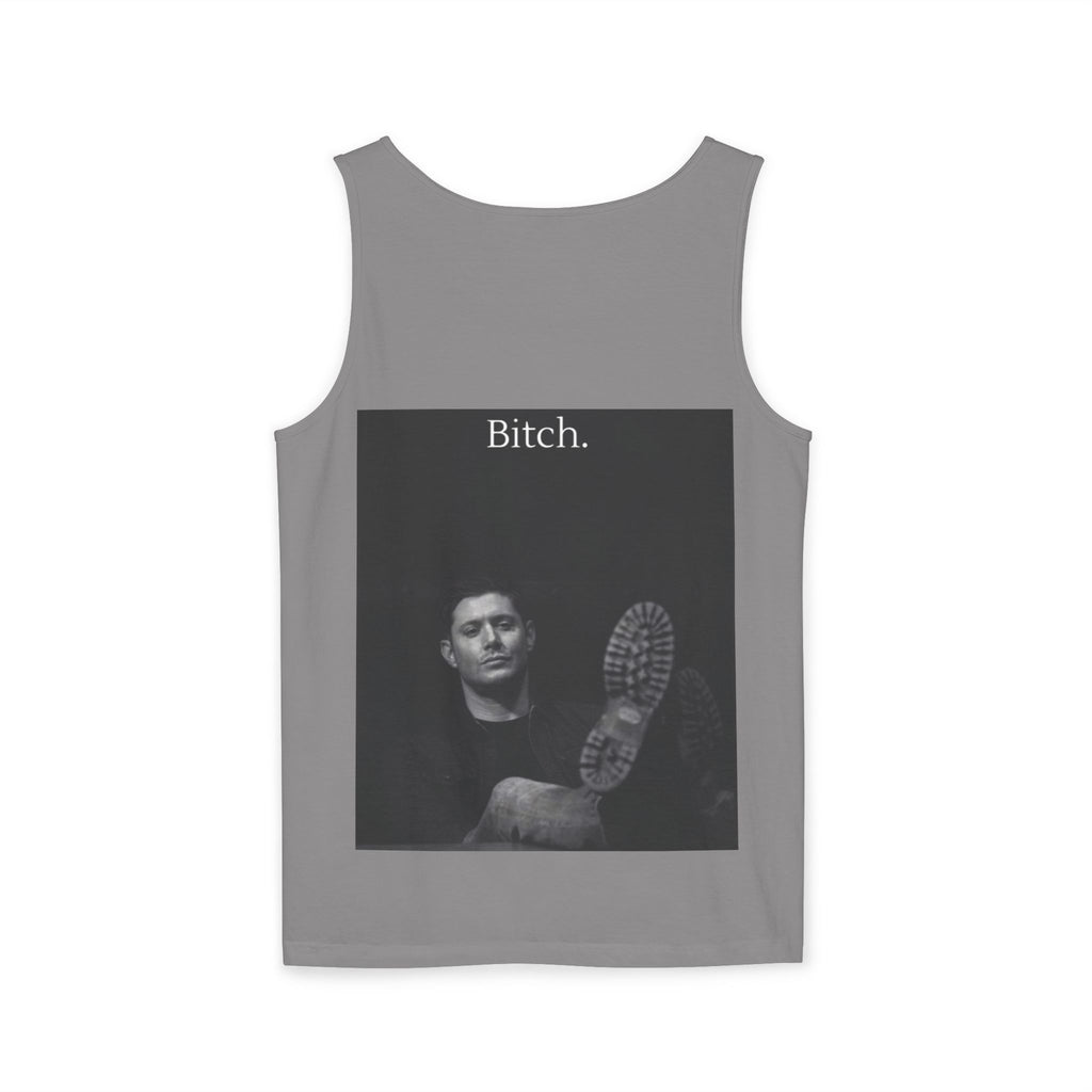 Graphic Tank Top — Vintage-Inspired 'Just Did It.' & 'Bitch.' Photo Print